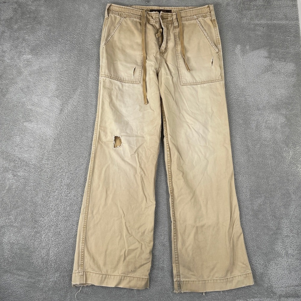 Fossil Pants Womens 32R Tan Vintage Y2K Thrashed Distressed Wide Leg Skater